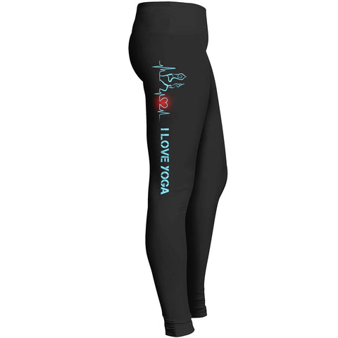 I Love Yoga Heartbeat Cool Leggings Design Leggings