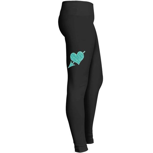 Arrow Piercing Red Grunge Heart With White Stars 2 Leggings