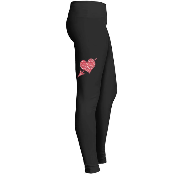 Arrow Piercing Red Grunge Heart With White Stars 3 Leggings
