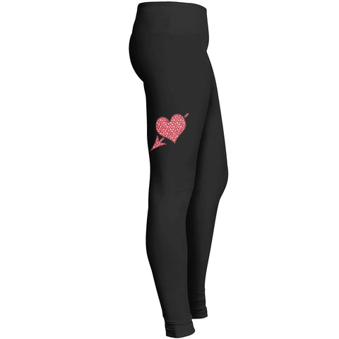 Arrow Piercing Red Grunge Heart With White Stars 3 Leggings