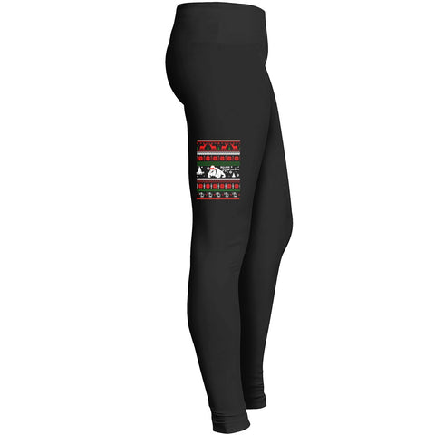 Bulldog Through The Snow Ugly Christmas Tshirt 1 Leggings
