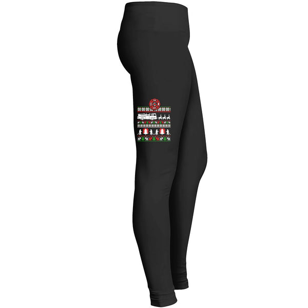 Firefighter Ugly Christmas Leggings
