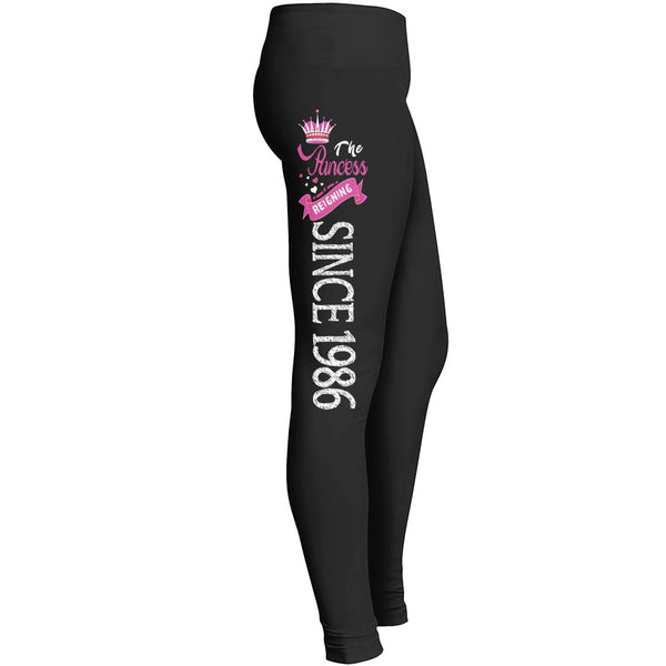 The Princess Reigning Since 1986exclusive Birth Year Leggings Birthday Gift For Hot Girls Leggings