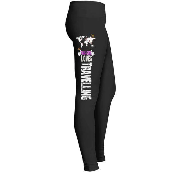 This Girl Loves Travelling Leggings Awesome Traveler Girls World Map Leggings Fit For Indoor Outdoor Leggings