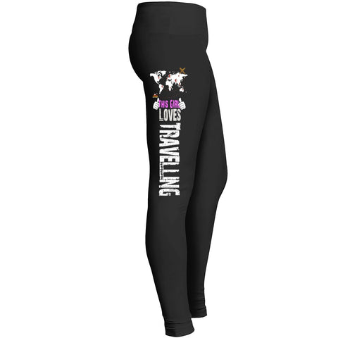 This Girl Loves Travelling Leggings Awesome Traveler Girls World Map Leggings Fit For Indoor Outdoor Leggings