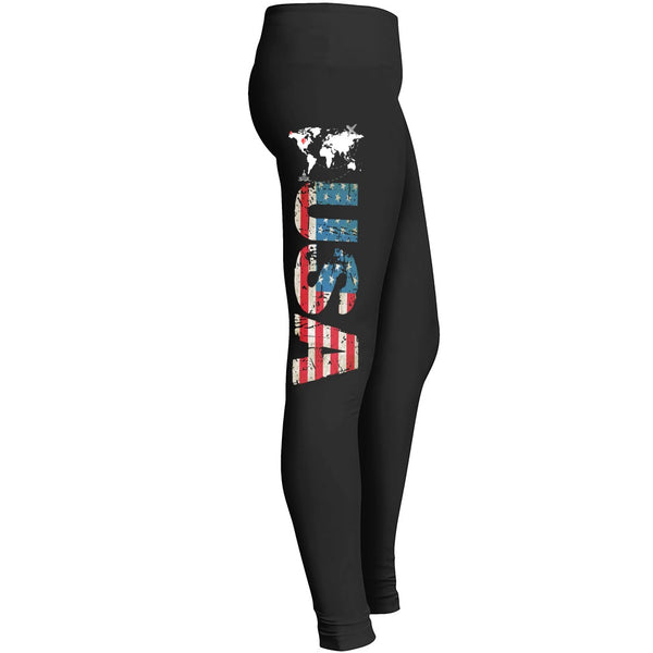 Usa Girl Leggings Awesome Usa Flag With World Map And Usa Map Leggings Good For Indoor And Outdoor Leggings