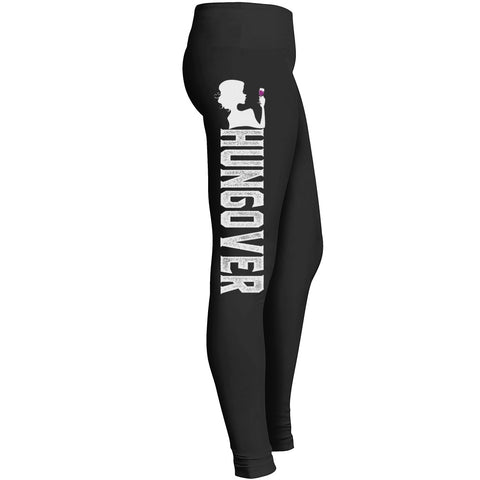 Hungover Leggings For Alcohol Wine Beer Champagne Lover Girl Wife Girlfriend Mom Workout Tight Pant Leggings