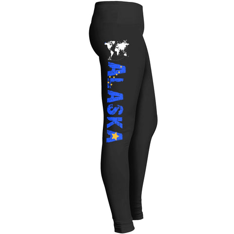 Alaska State Usa Girls Leggings With World Map Fit For Indoor Outdoor Workout Lady Women Mom Mother Leggings