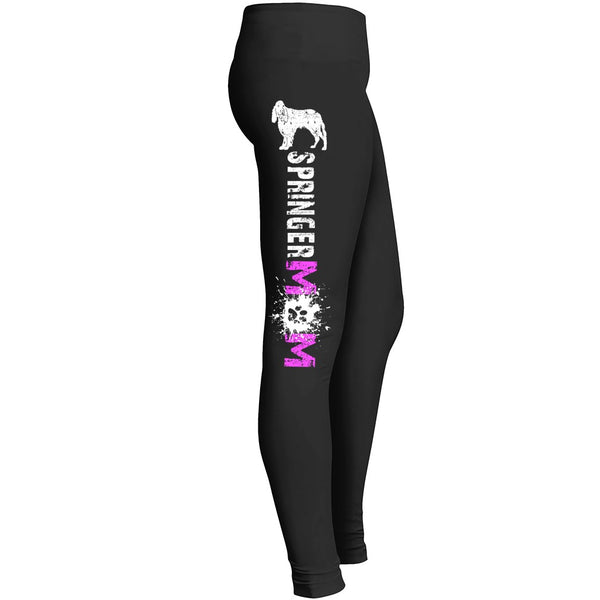 Springer Dog Mom Leggings For Pet Lover Awesome Girls Mom Mommy Lady Women Wife Grandmother Fitted Leggings