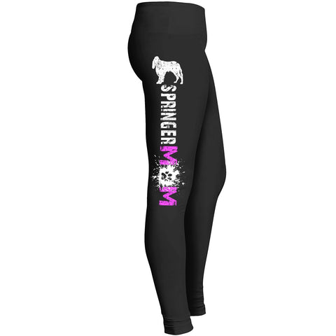 Springer Dog Mom Leggings For Pet Lover Awesome Girls Mom Mommy Lady Women Wife Grandmother Fitted Leggings