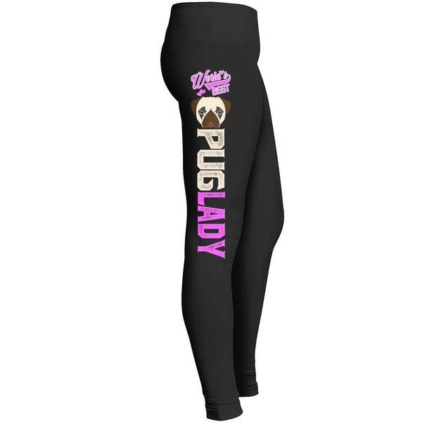 Pug Lady Leggings Fit For Awesome Pet Dog Doggy Lover Girls Indoor Outdoor Workout Yoga Tights Leggings