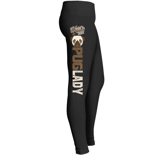 Pug Lady Leggings Fit For Awesome Pet Dog Doggy Lover Girls Indoor Outdoor Workout Yoga Tights Leggings