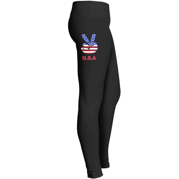 Patriotic Peace Sign Leggings Usa 