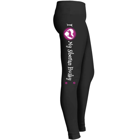I Love My Siberian Husky Leggings For Husky Dog Lovers Leggings