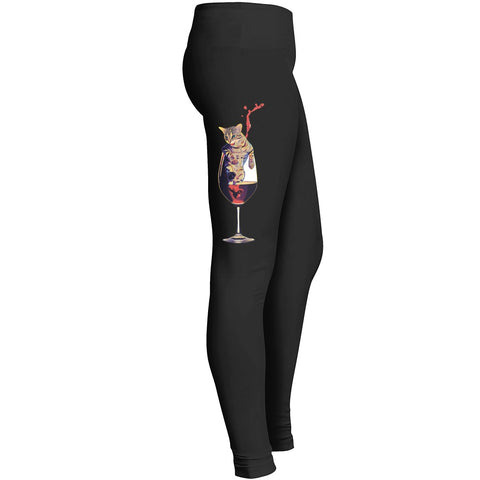 Cat And Wine Leggings