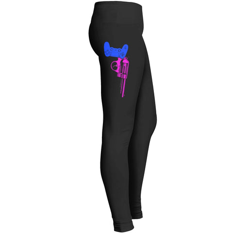 Gunslinger Revolver Controller Gamer Leggings Ps4v20 Electric Blue Hot Pink Leggings