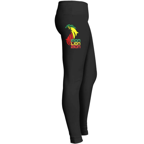 Reggae Music Iron Like A Lion In Zion Jamaican Flag Colors Leggings Red Green Yellow 