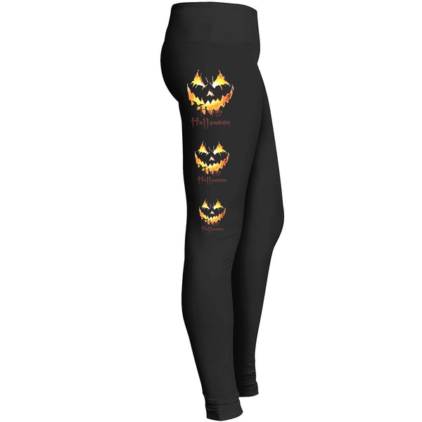 Halloween Leggings 3 Jack O Lanterns Spooky Demonic Smile Leggings