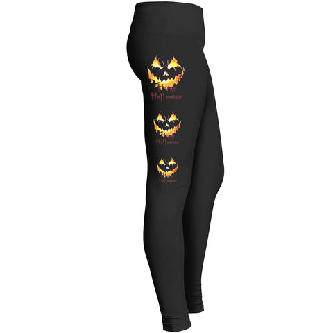 Halloween Leggings 3 Jack O Lanterns Spooky Demonic Smile Leggings
