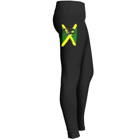 Reggae Music Feeling Sunny Rasta Green Rastafarian Jamaican Flag Leggings 