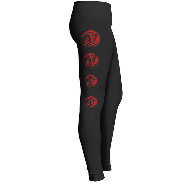 4 Yin And Yang Dragons Red And Black Leggings 