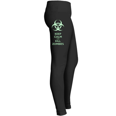 Keep Calm And Kill Zombies Leggings Green Biohazard Sign Toxic Waste Fallout Symbol Danger Green 