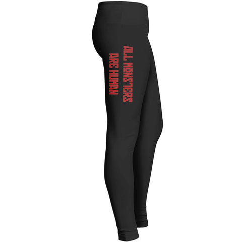 All Monsters Are Human Sad Truth Quote Red Russian Font On Black Leggings 