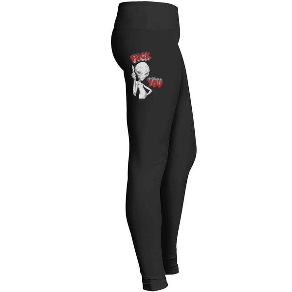 Nasty Aliens Fuck You Green Funny Ufo Leggings Gray And Red Extraterestial Cartoon Paul Humor 