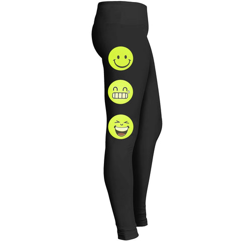 Emoji Leggings Funny Smiley Face Laughing Happy Cartoon Circles Symbols Yellow Emoticon 