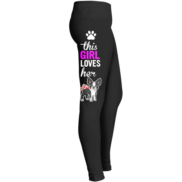 Love Boston Terrier Dog Leggings
