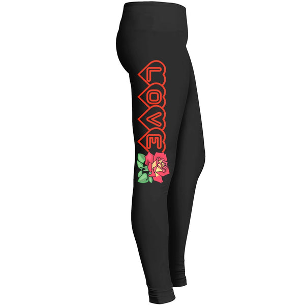 Love And Red Rose Leggings Leggings