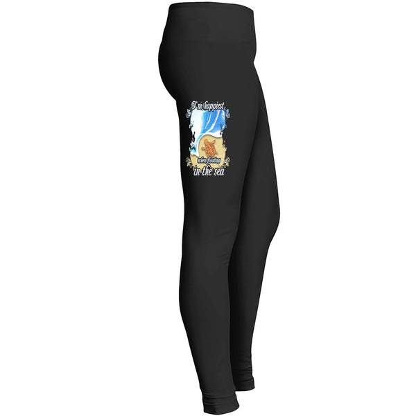 Im Happiest When Floating In The Sea Leggings